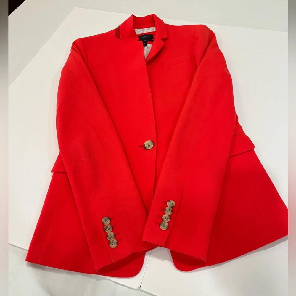 J. Crew Regent Wool Single Breasted Button Red Suit Jacket Blazer Coat 2 2T TALL